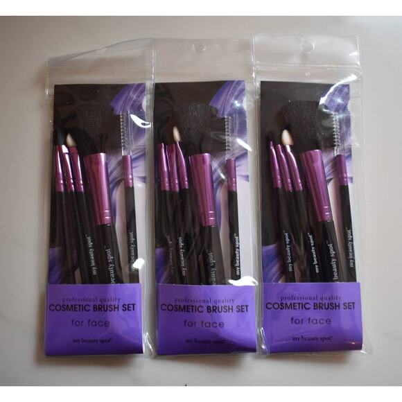 3 Pk Face Cosmetic Brush Set Blush Lash & Comb Eye Shadow Lip Sponge Applicator - Picture 1 of 1